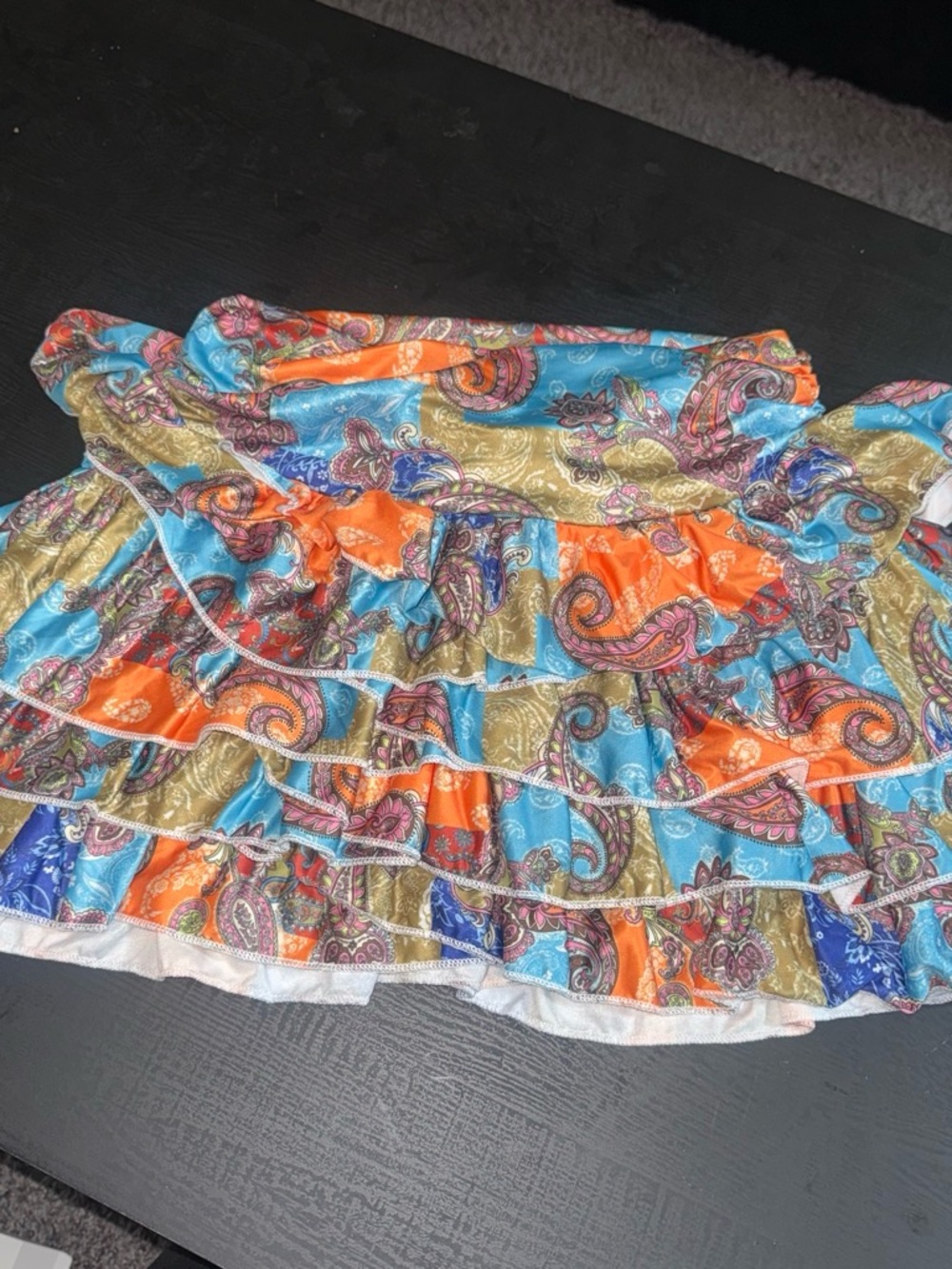 SHEIN Multicolor Paisley Ruffle skirt in Blue, Orange & Gold